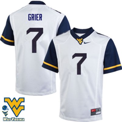 Men's West Virginia Mountaineers NCAA #7 Will Grier White Authentic Nike Stitched College Football Jersey BH15J21AV